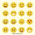 Variety funny emoji flat design